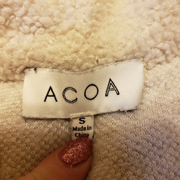 ACOA Womens Teddy Bear Shacket/ Jacket Size S Faux Sherpa Fleece  Ivory - Picture 3 of 5